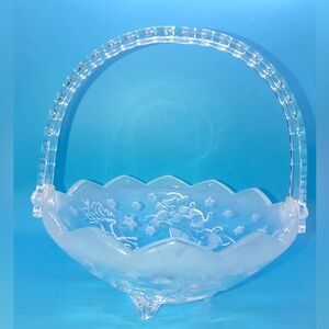 Mikasa Santa and reindeer glass basket candy dish made in Germany